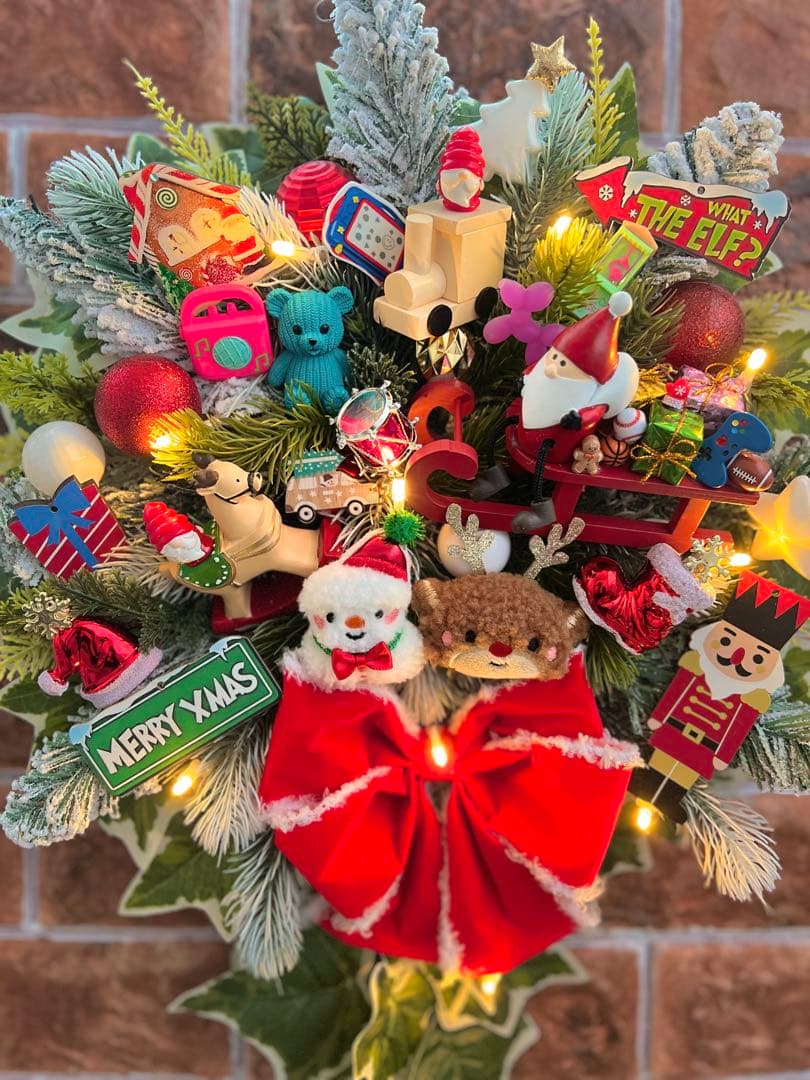 専用 光 特大 クリスマスリース スワッグ風 ハンドメイド
