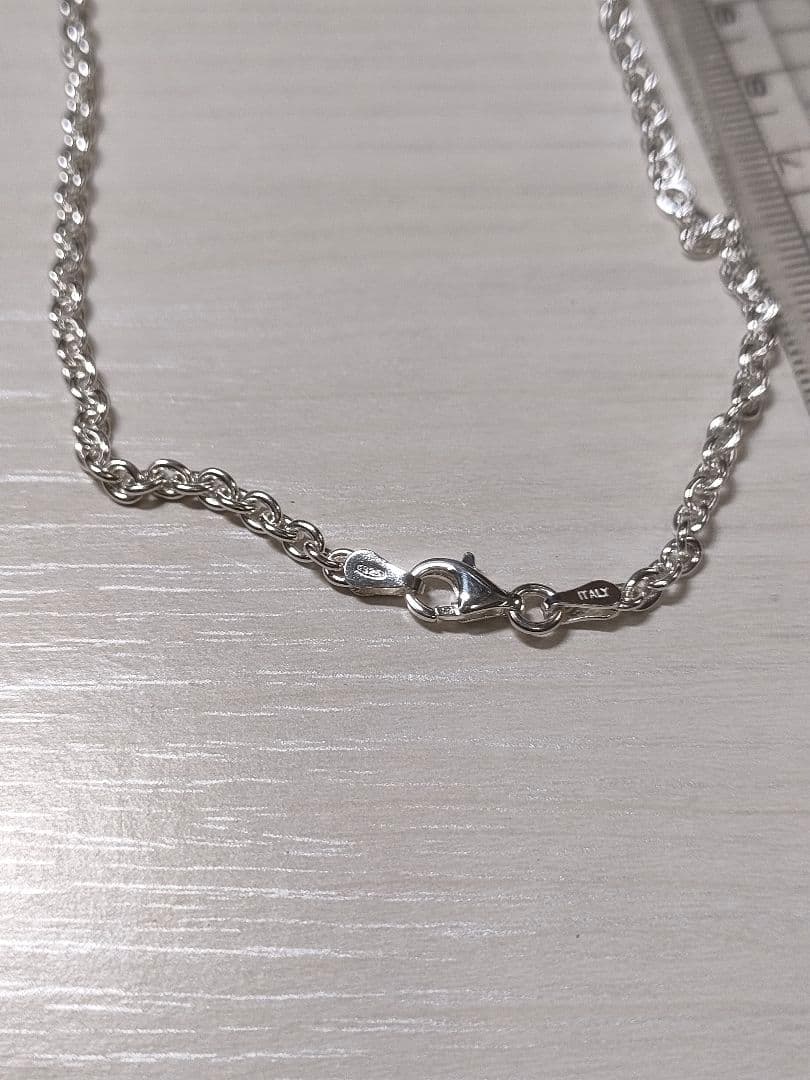 シルバー 925製あずきチェーンネックレス幅3.1㍉50㌢10.5㌘イタリア製