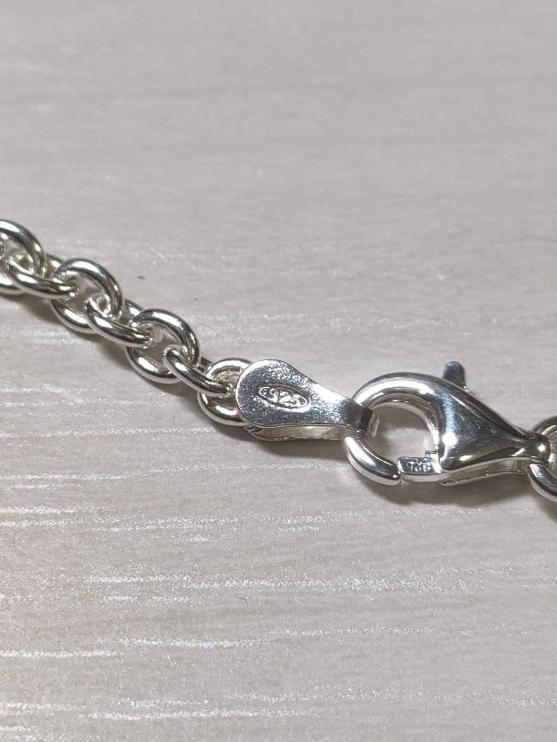 シルバー 925製あずきチェーンネックレス幅3.1㍉50㌢10.5㌘イタリア製