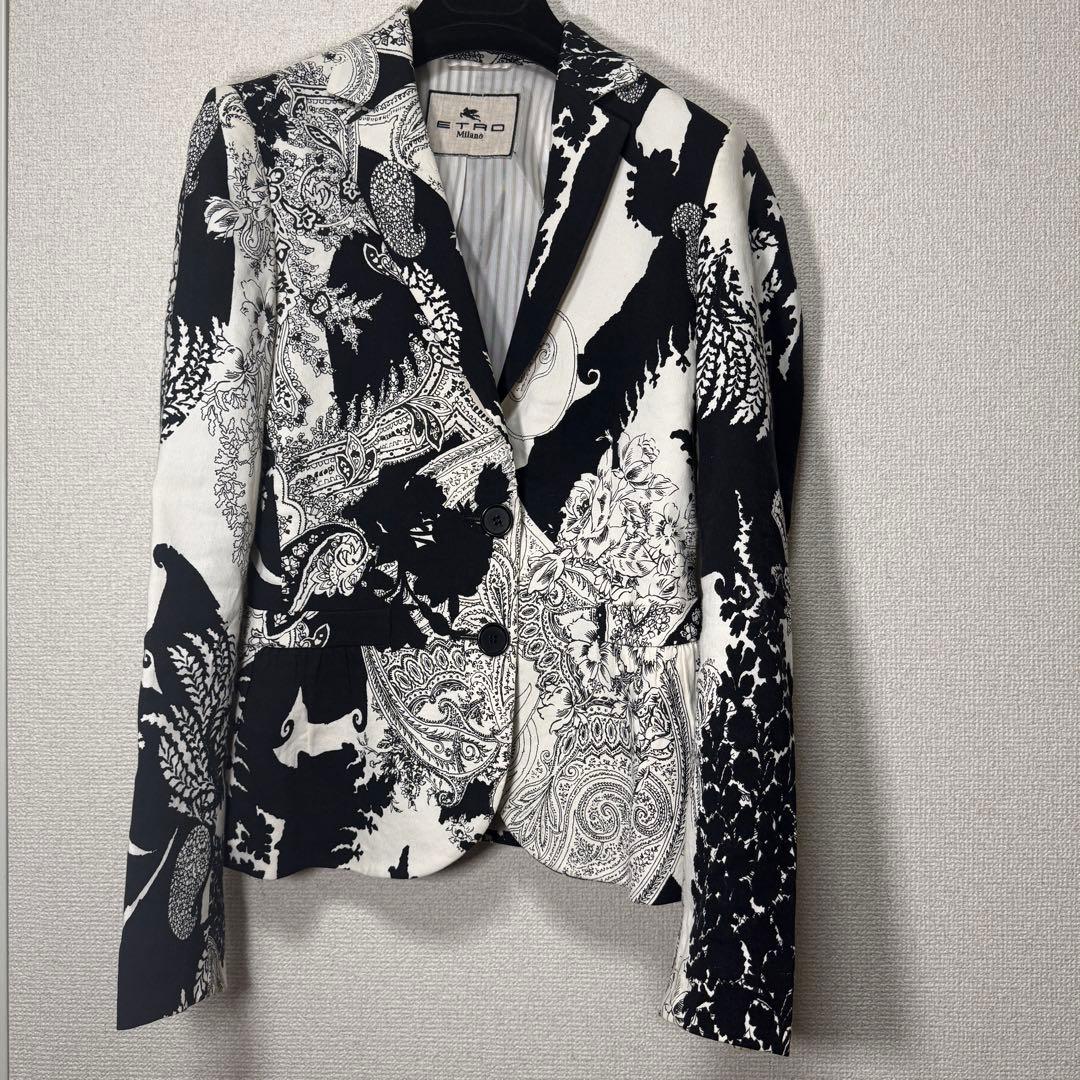 ETRO Milano 総柄テーラードジャケット リネン混40 ボタニカル
