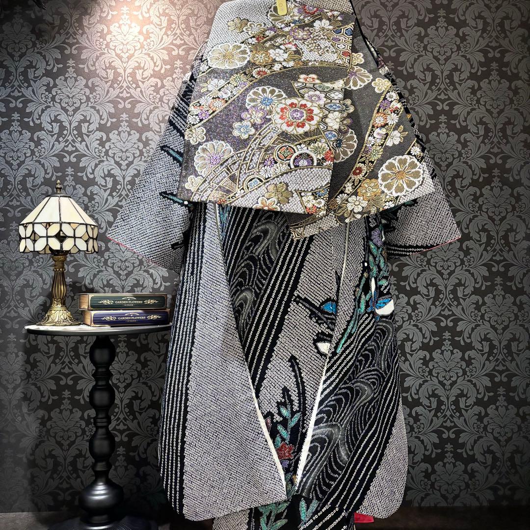 美品　総絞り　蝶模様　手絞り　本絞り　逸品　振袖　フルセット 振り袖