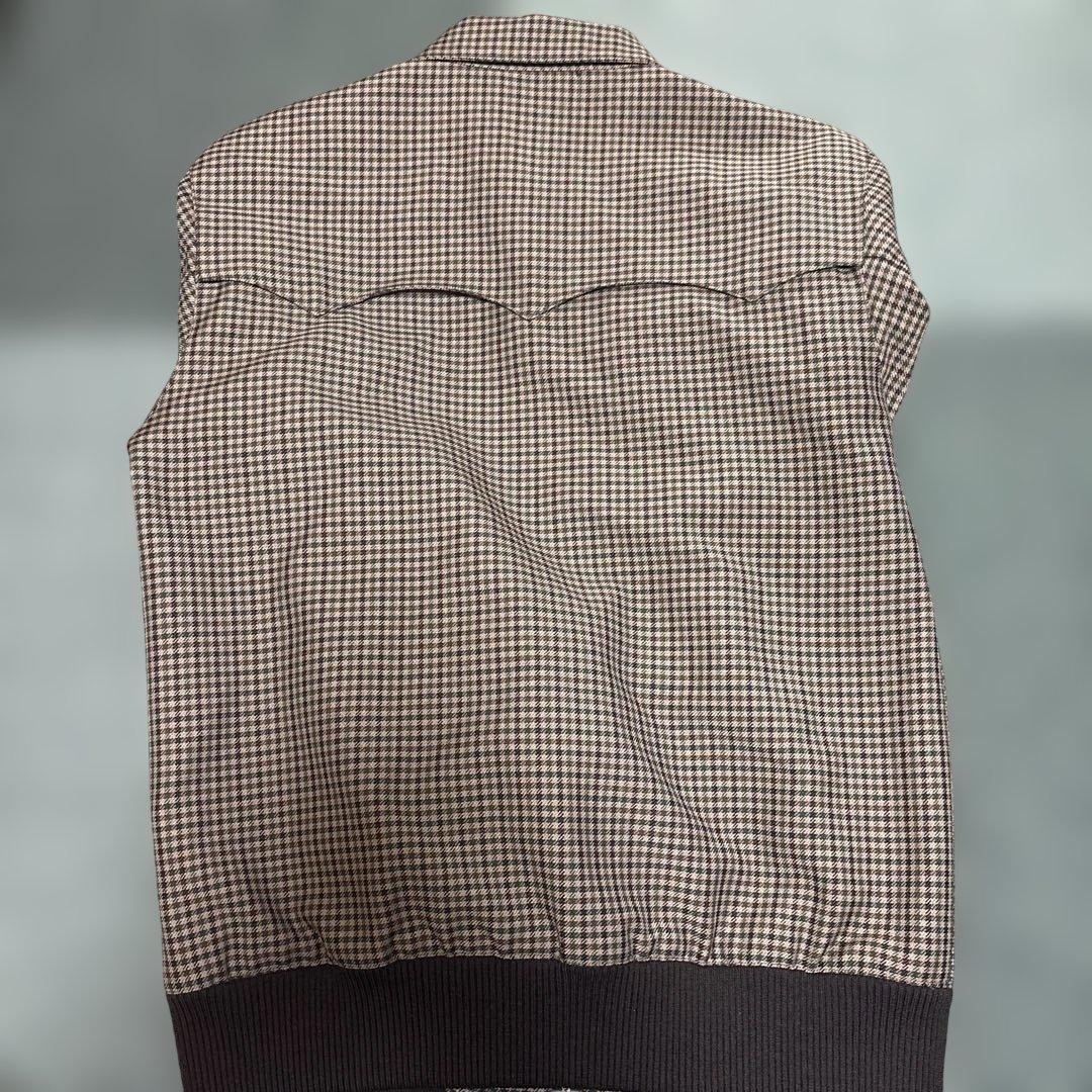 fred perry チェックブラウン　ハリントンジャケット