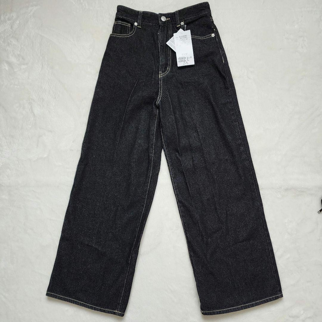 【新品タグ付き】Thevon ハイウエストストレートデニムパンツ S ブラック