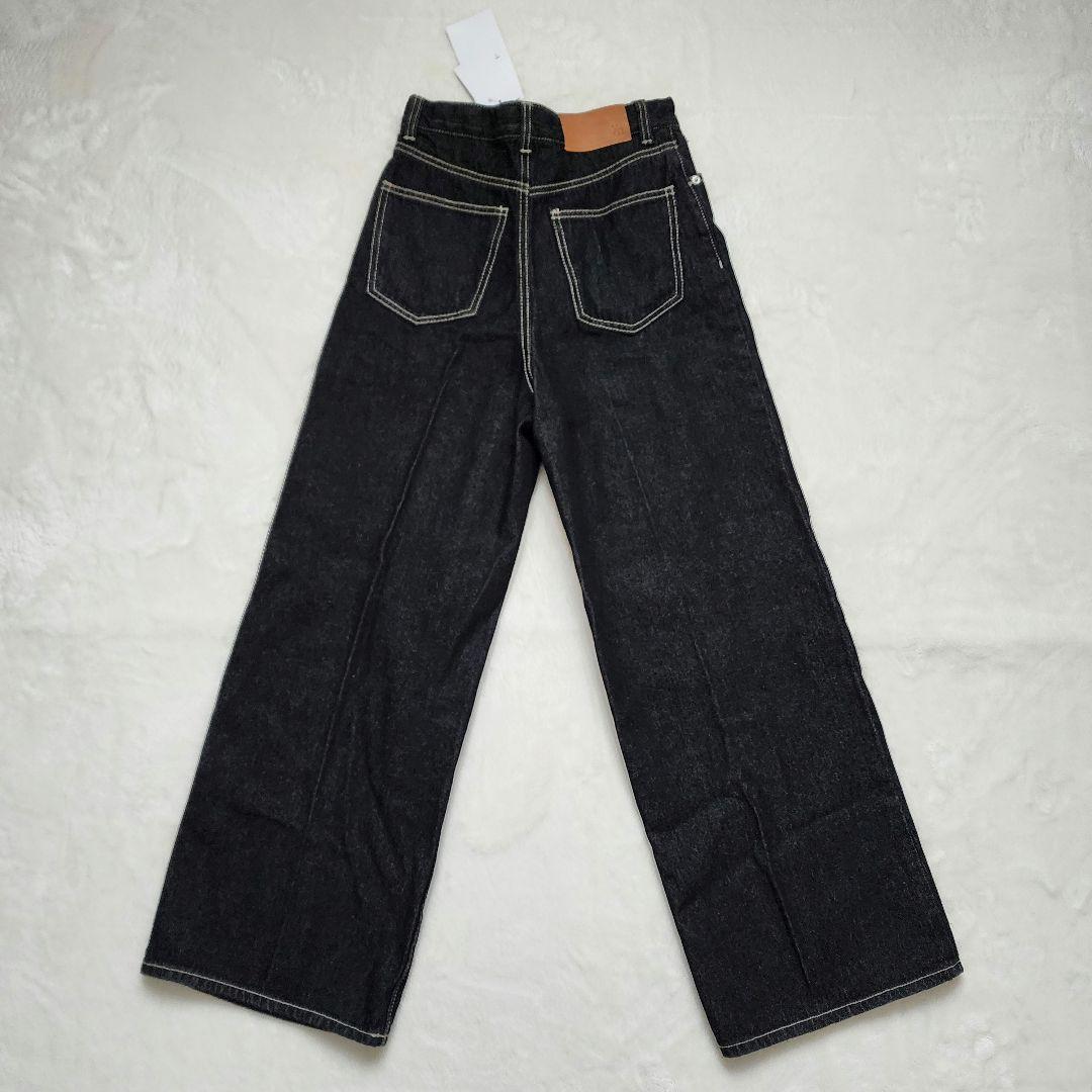【新品タグ付き】Thevon ハイウエストストレートデニムパンツ S ブラック