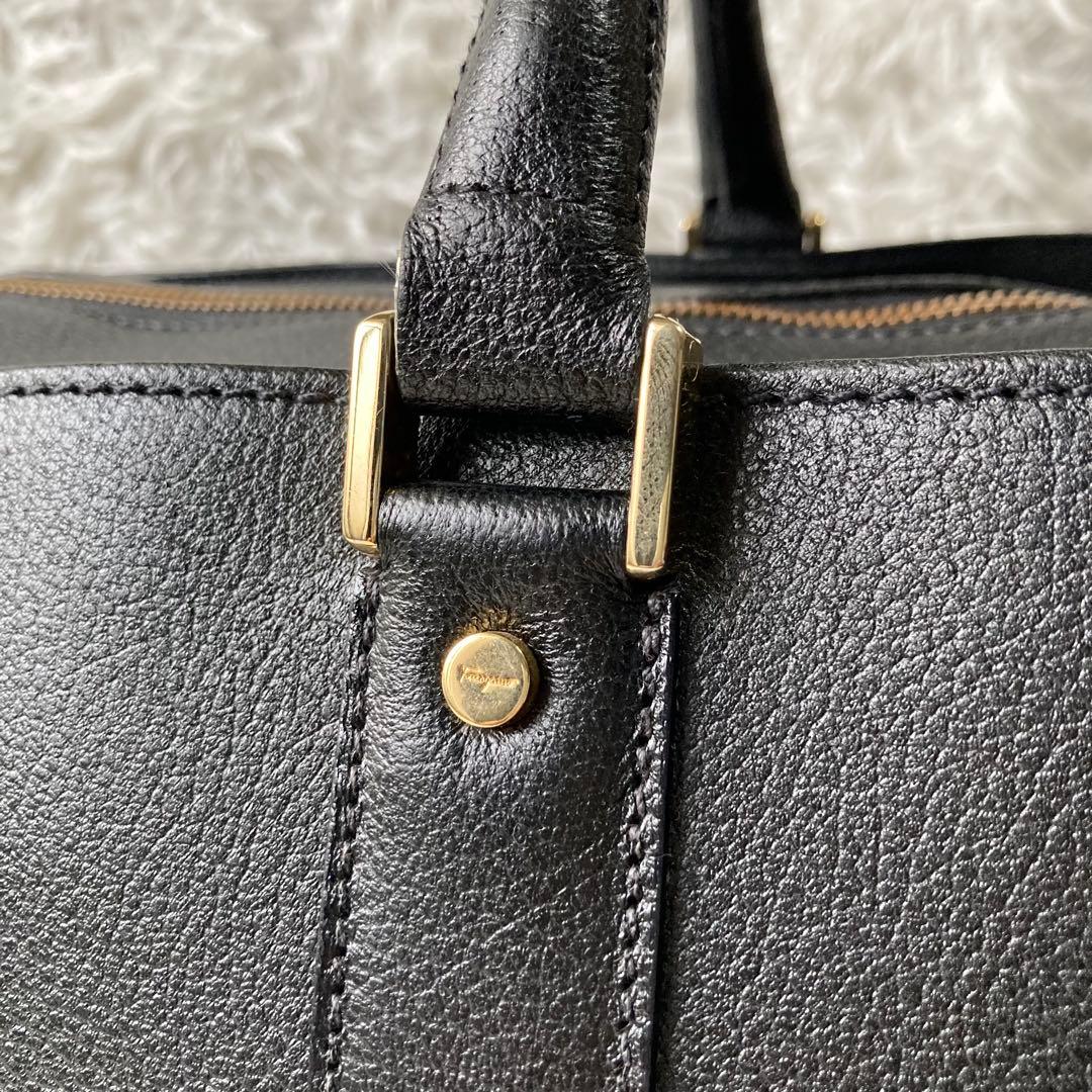 美品✨サルヴァトーレフェラガモ 2way ボストンバッグ レザー ブラック