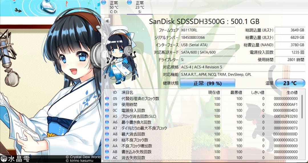 内蔵型SSD SanDisk SDSSDH3-500G SSD