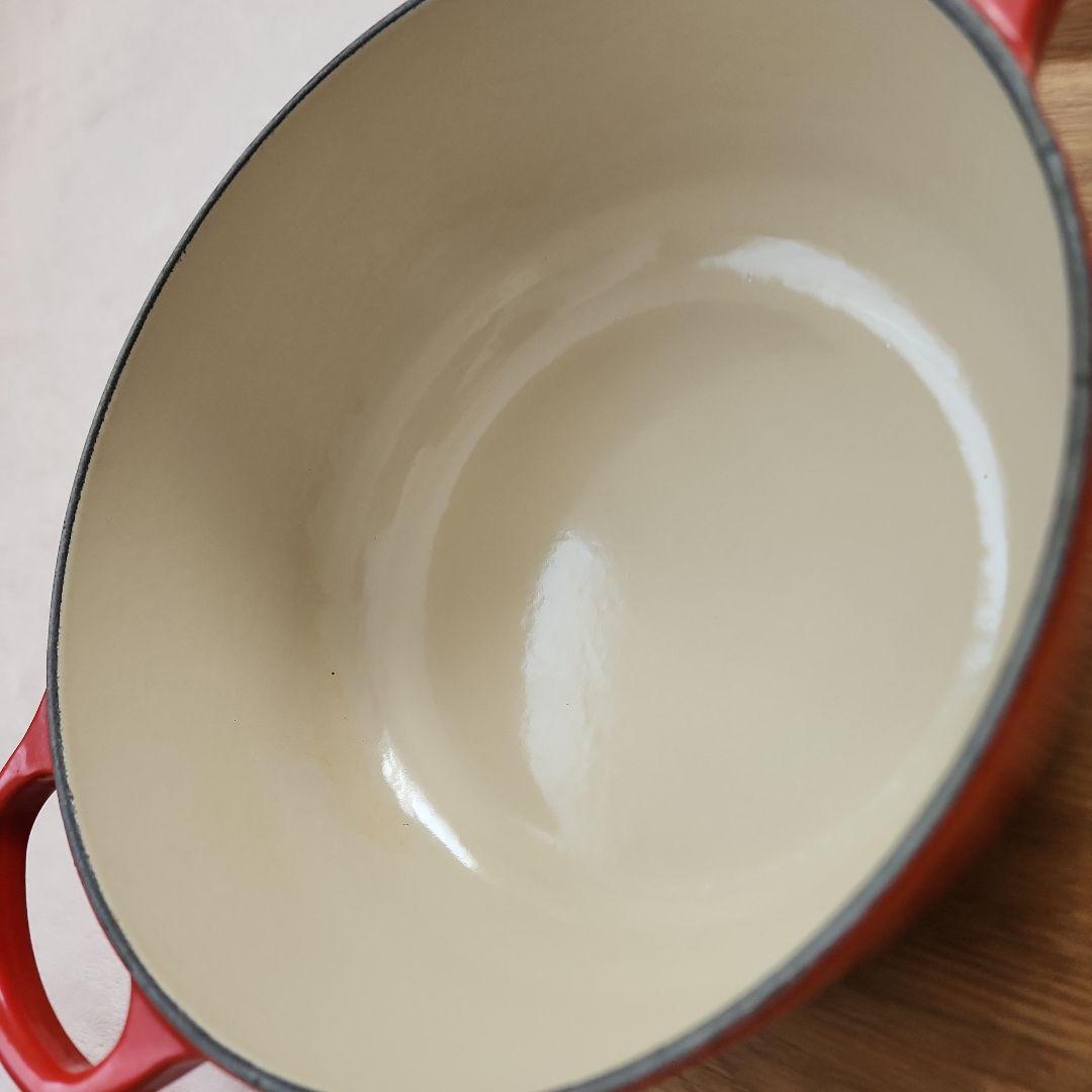 美品 LE CREUSET ルクルーゼ 両手鍋 赤 ココット 蓋付き ホーロー鍋