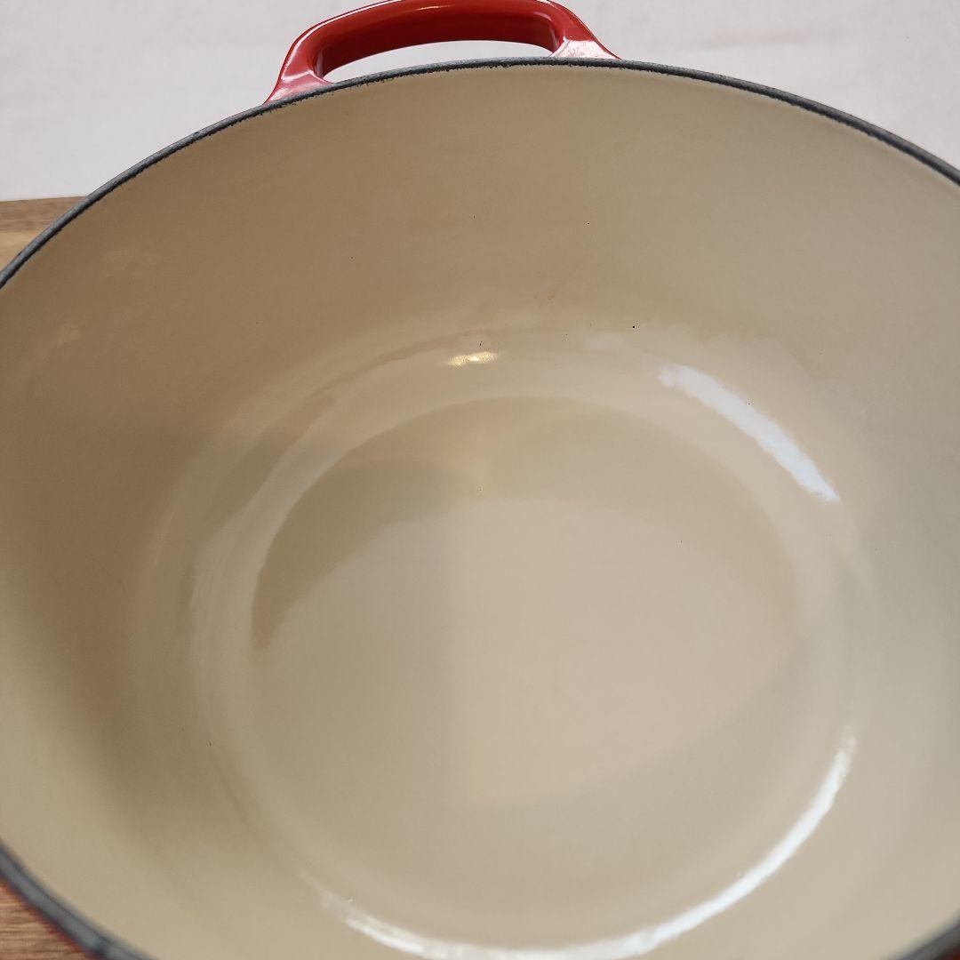 美品 LE CREUSET ルクルーゼ 両手鍋 赤 ココット 蓋付き ホーロー鍋