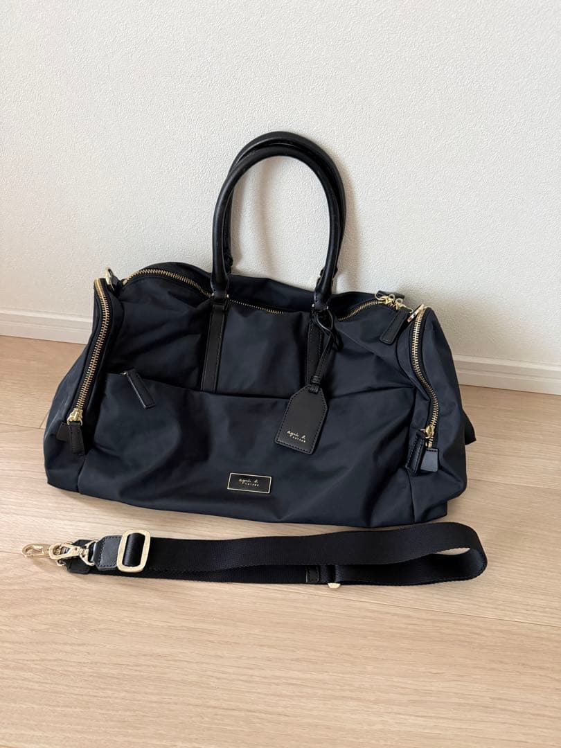 【美品】agnes b. 2way ボストンバッグ ナイロン 黒 ショルダー