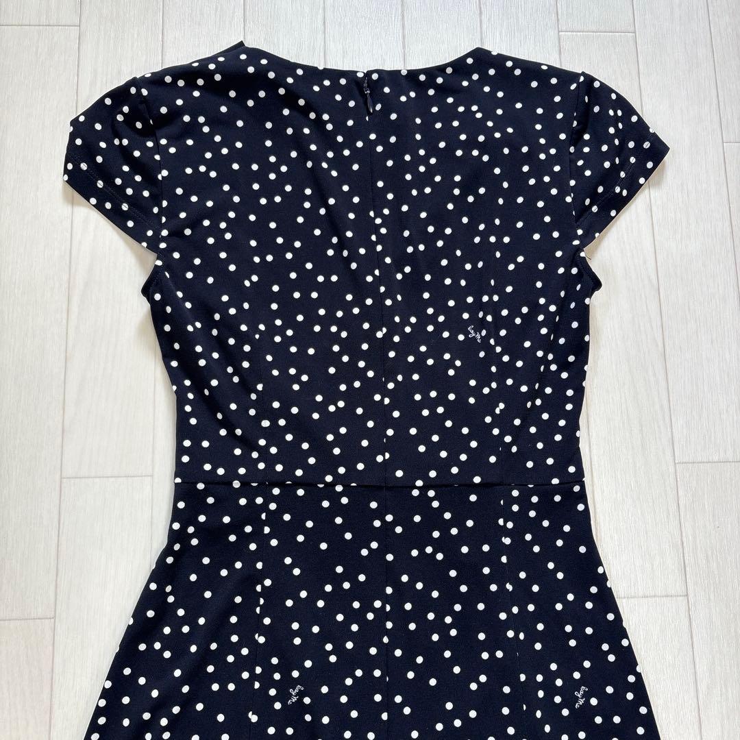 美品 kay me ケイミー ネイビー タイニードット ツイストワンピース M