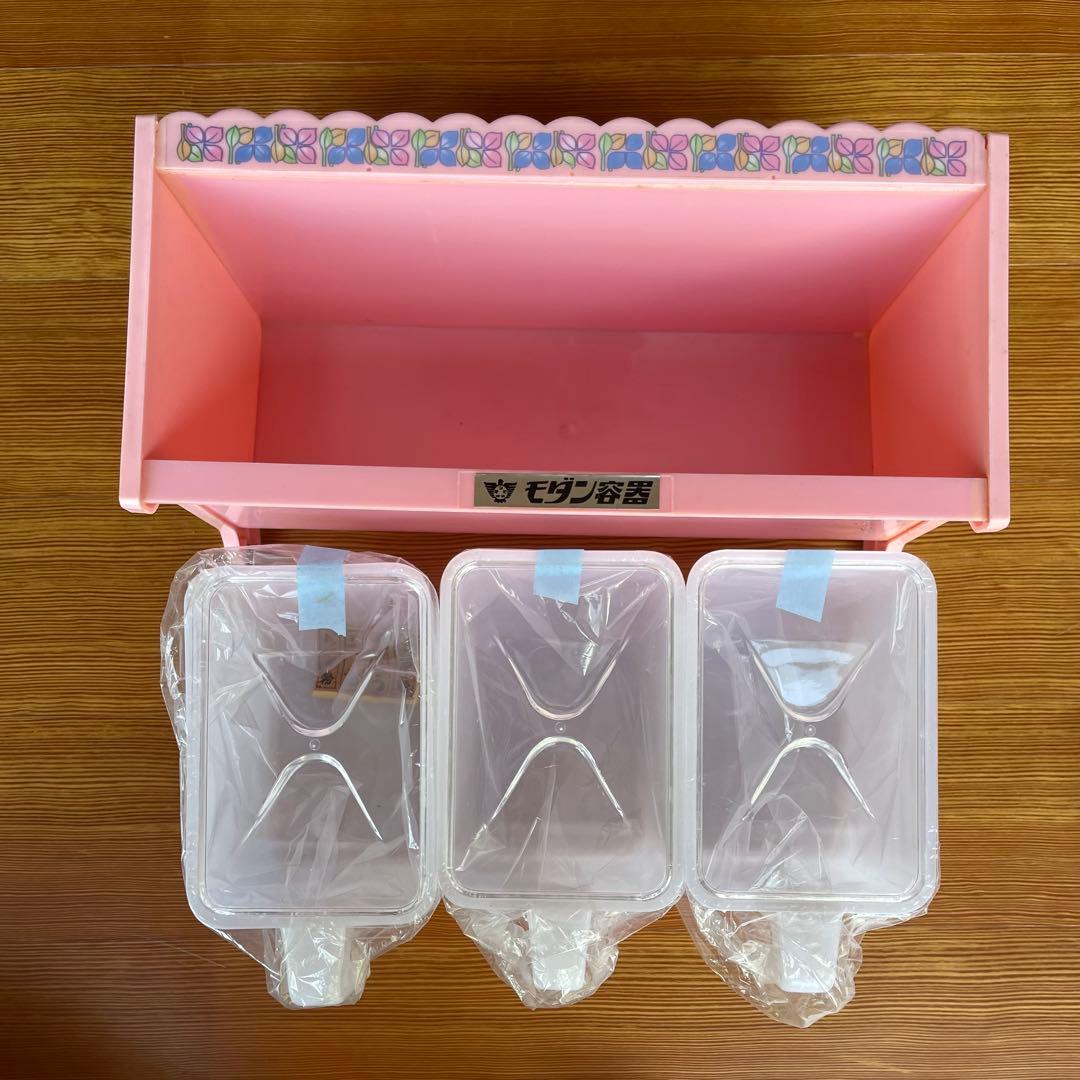 【新品】昭和レトロ ポップ 調味料入れ プラスチックケース モダン容器 ピンク