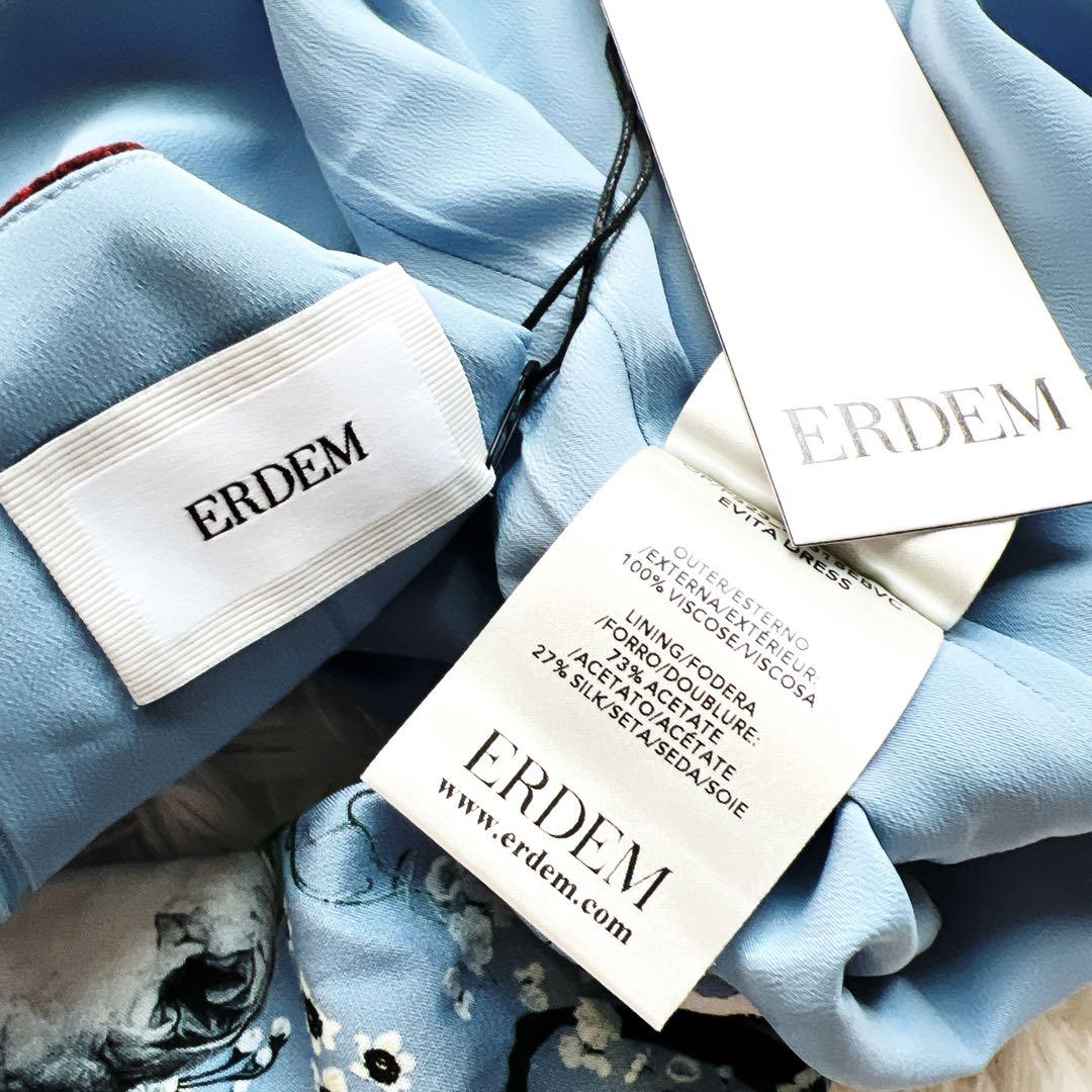 新品　ERDEM アーデム　フローラル　花柄　プリント ブルー　ワンピース