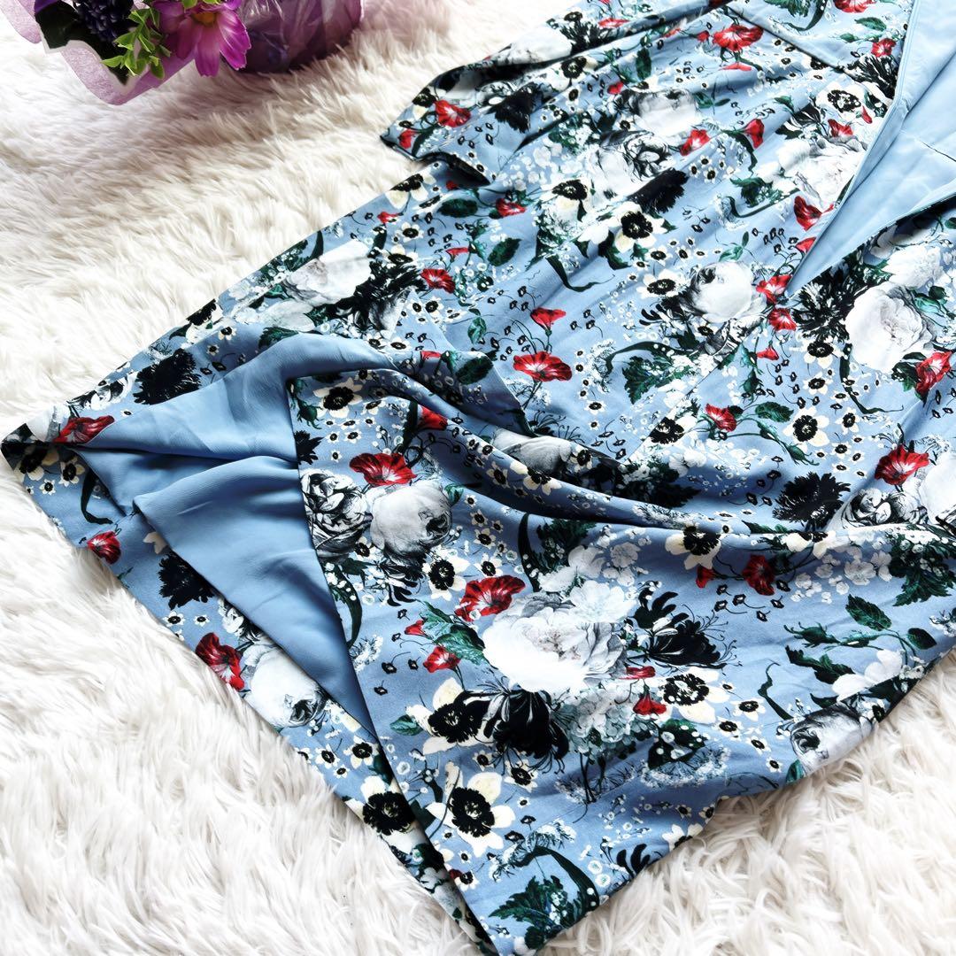 新品　ERDEM アーデム　フローラル　花柄　プリント ブルー　ワンピース