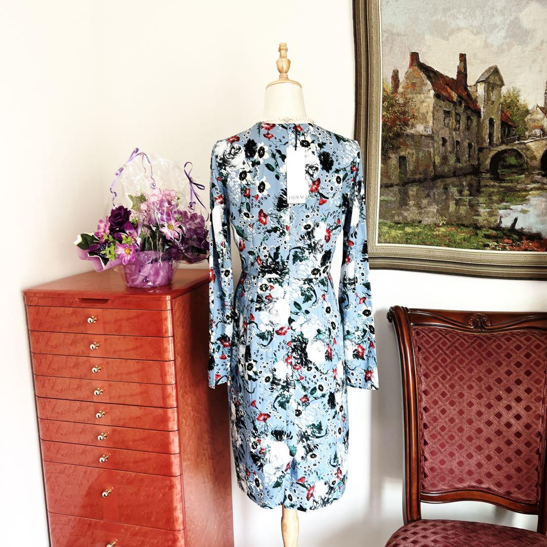 新品　ERDEM アーデム　フローラル　花柄　プリント ブルー　ワンピース