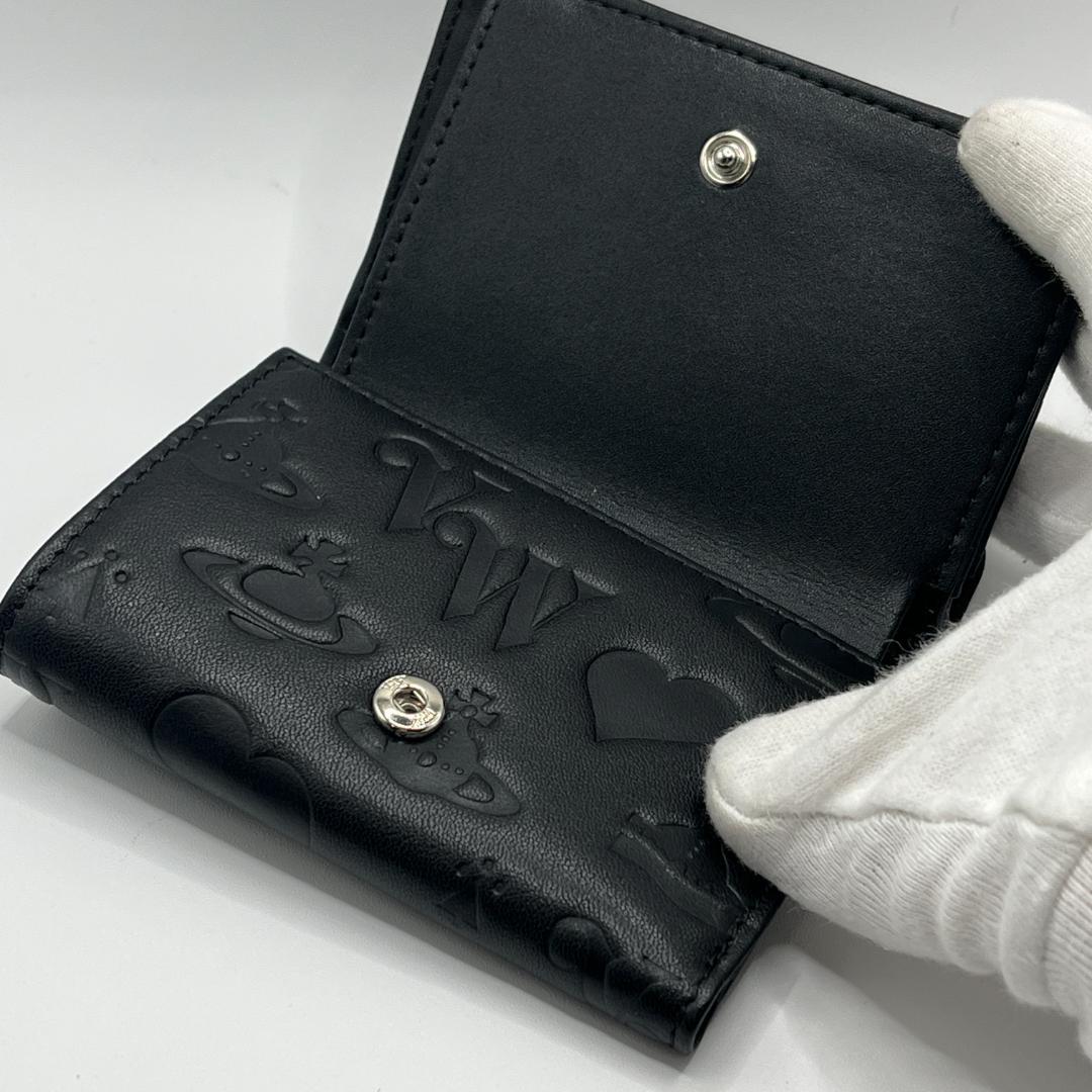 Vivienne Westwood 新品 黒 型押し ミニ レター型 マット