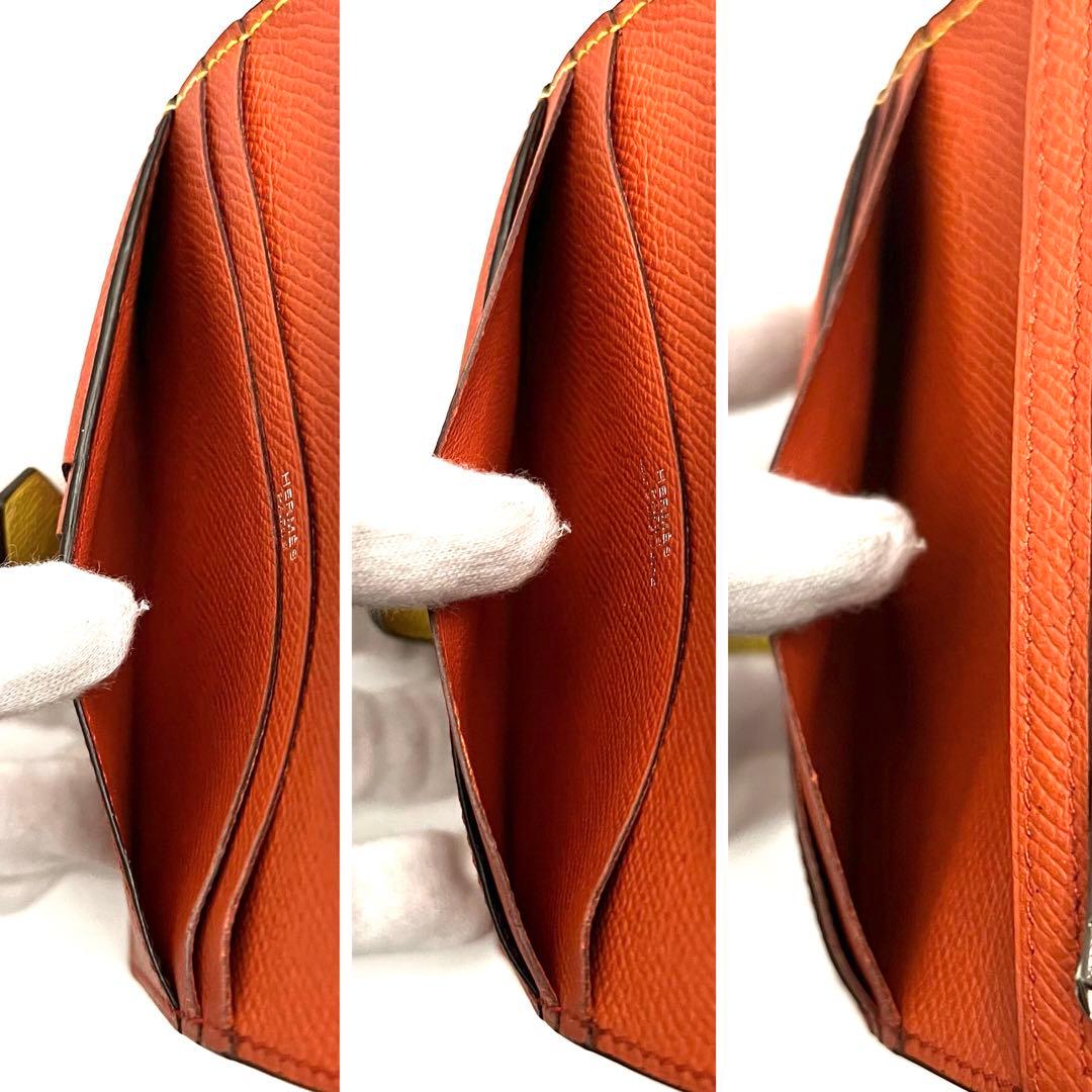 箱付きHERMES エルメス ベアンコンパクト 希少バイカラー 二つ折り 財布