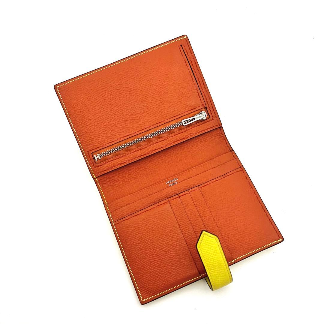 箱付きHERMES エルメス ベアンコンパクト 希少バイカラー 二つ折り 財布
