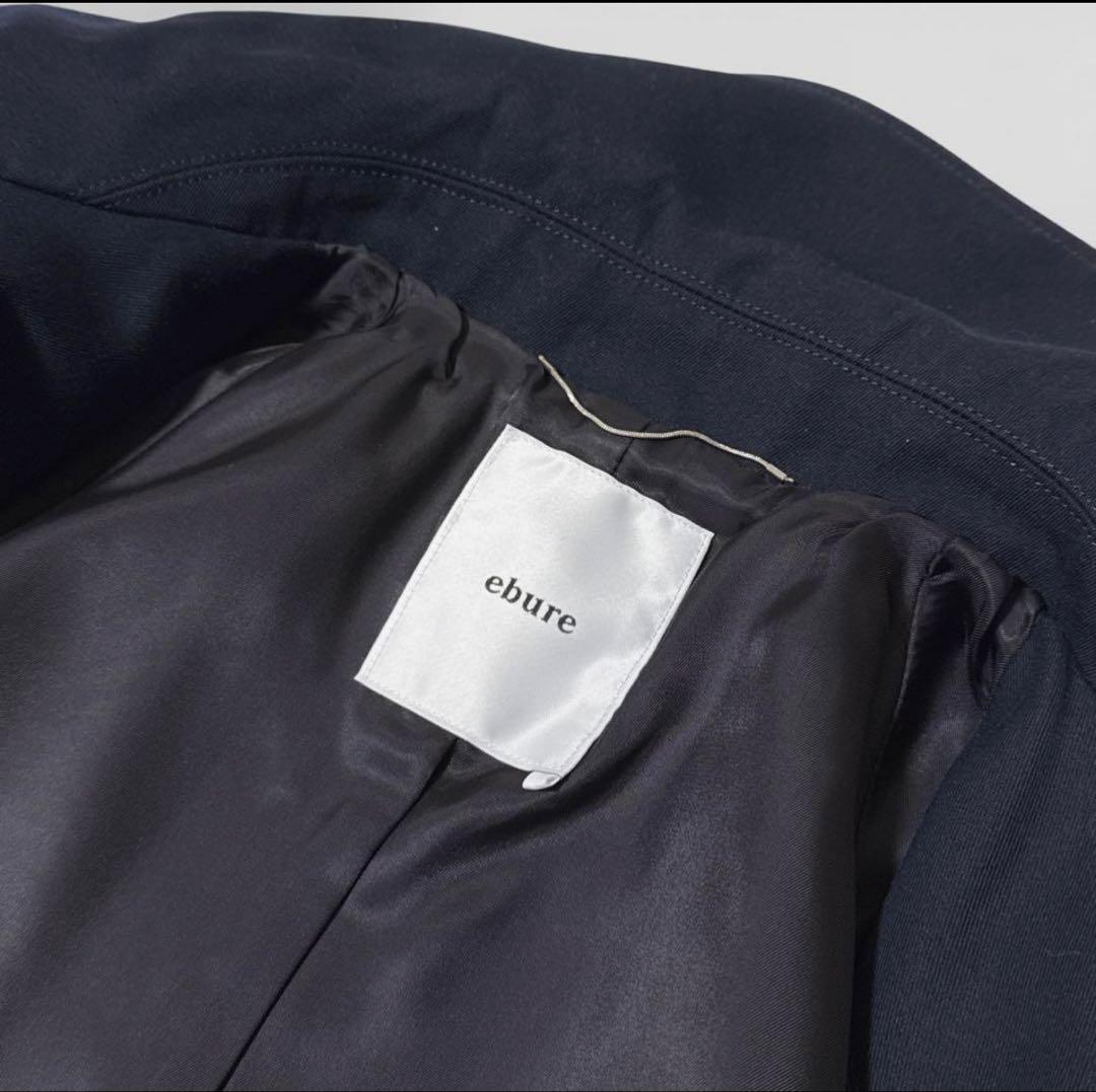 極美品✨️定価10万　エブール　コットンシルクシャンブレーステンカラーコート　濃紺