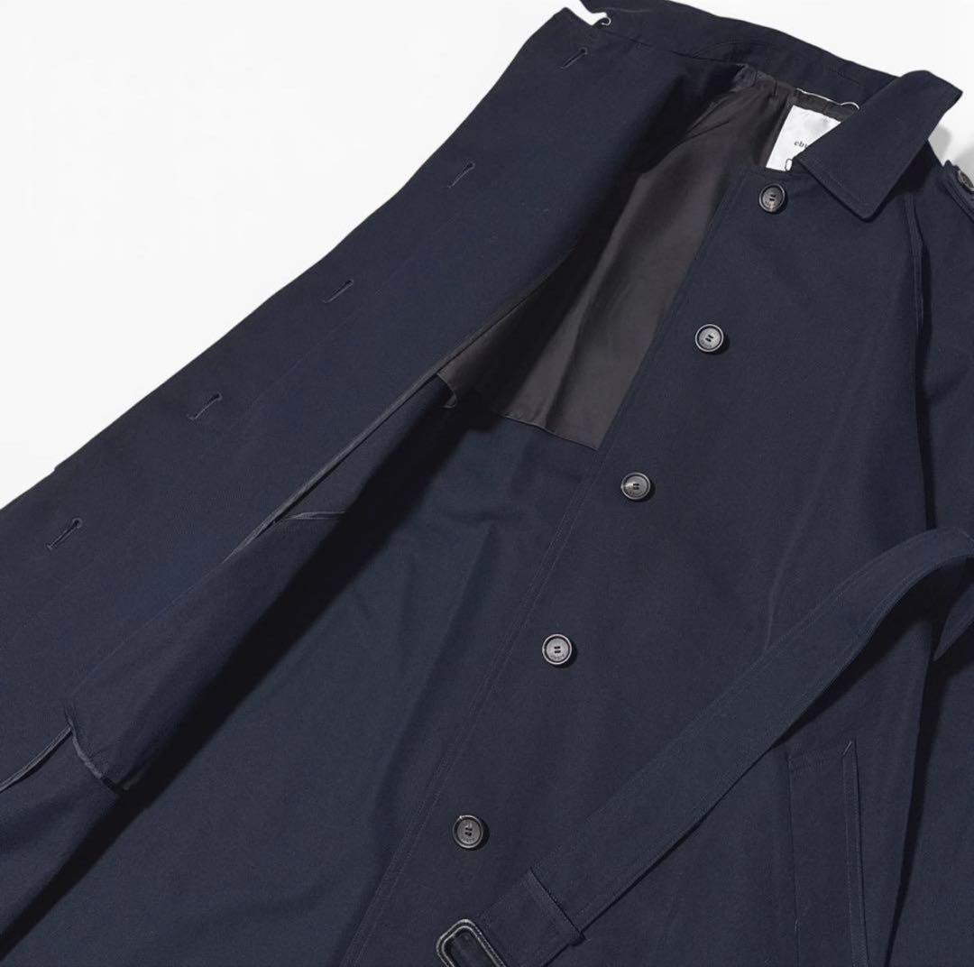 極美品✨️定価10万　エブール　コットンシルクシャンブレーステンカラーコート　濃紺