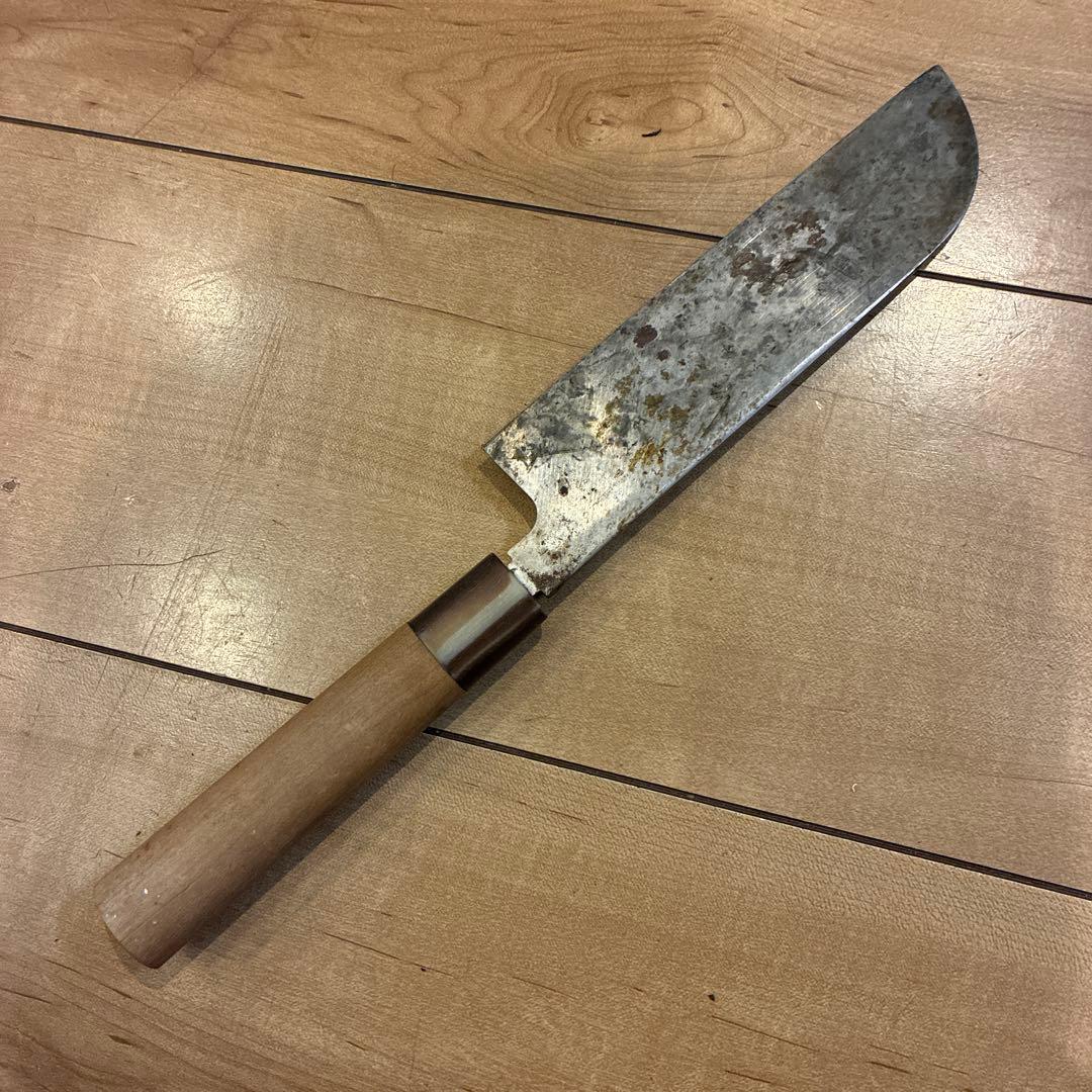 杉本　片刃の鎌形薄刃包丁17cm 中古　管理15