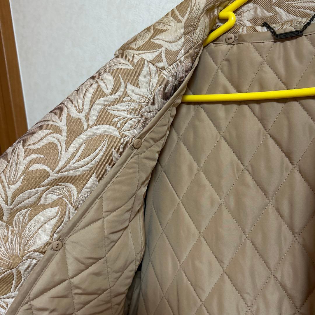 【Lily Brown】花柄ロングコート ベージュ Fサイズ 上品 総柄 美品