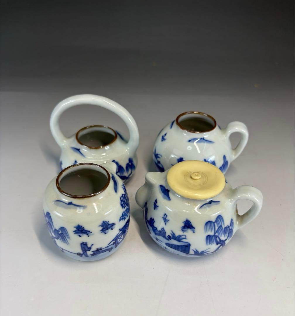 【茶道具】平安静山造　染付四滴茶入（共箱）★送料込★