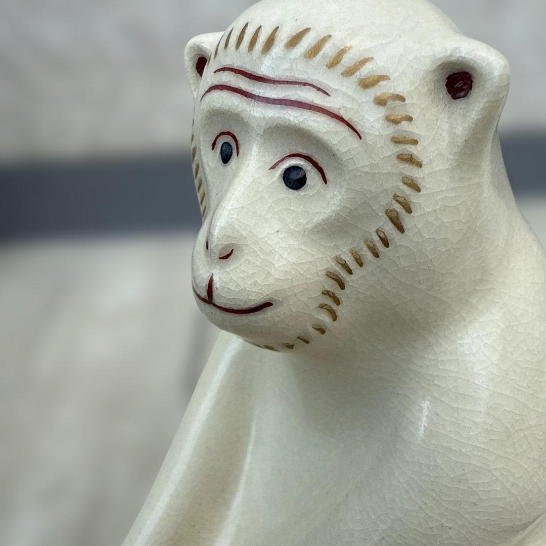 川上徹 作 【申 猿 さる】 京焼 陶器 置物 共箱付 干支 縁起物 陶磁器