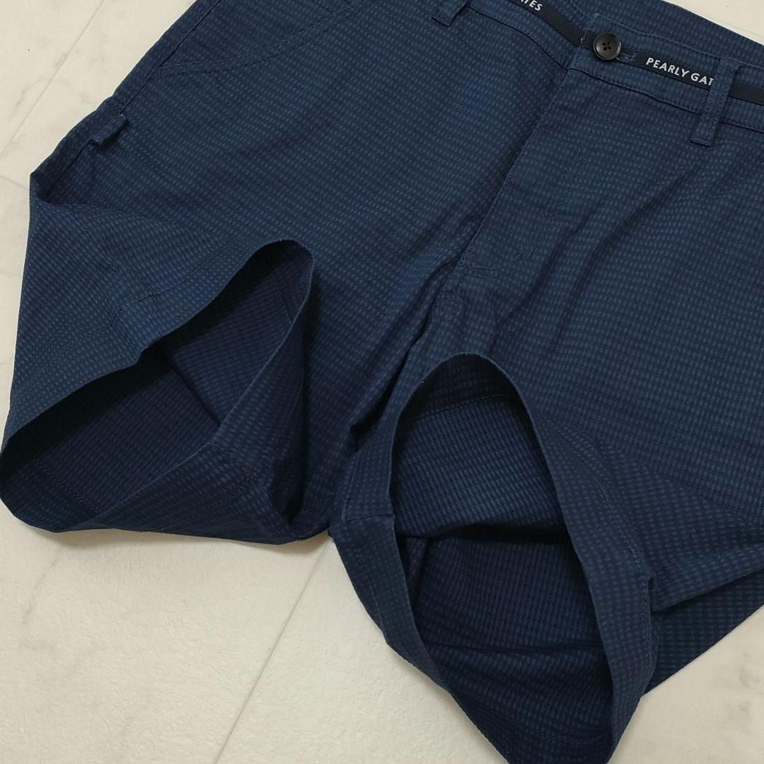パーリーゲイツ　ハーフパンツ　ストレッチ　ロゴ　89　Dカン　ネイビー　サイズ5