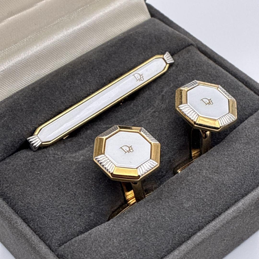美品✨クリスチャンディオール ネクタイピン・カフス ゴールド×シルバー