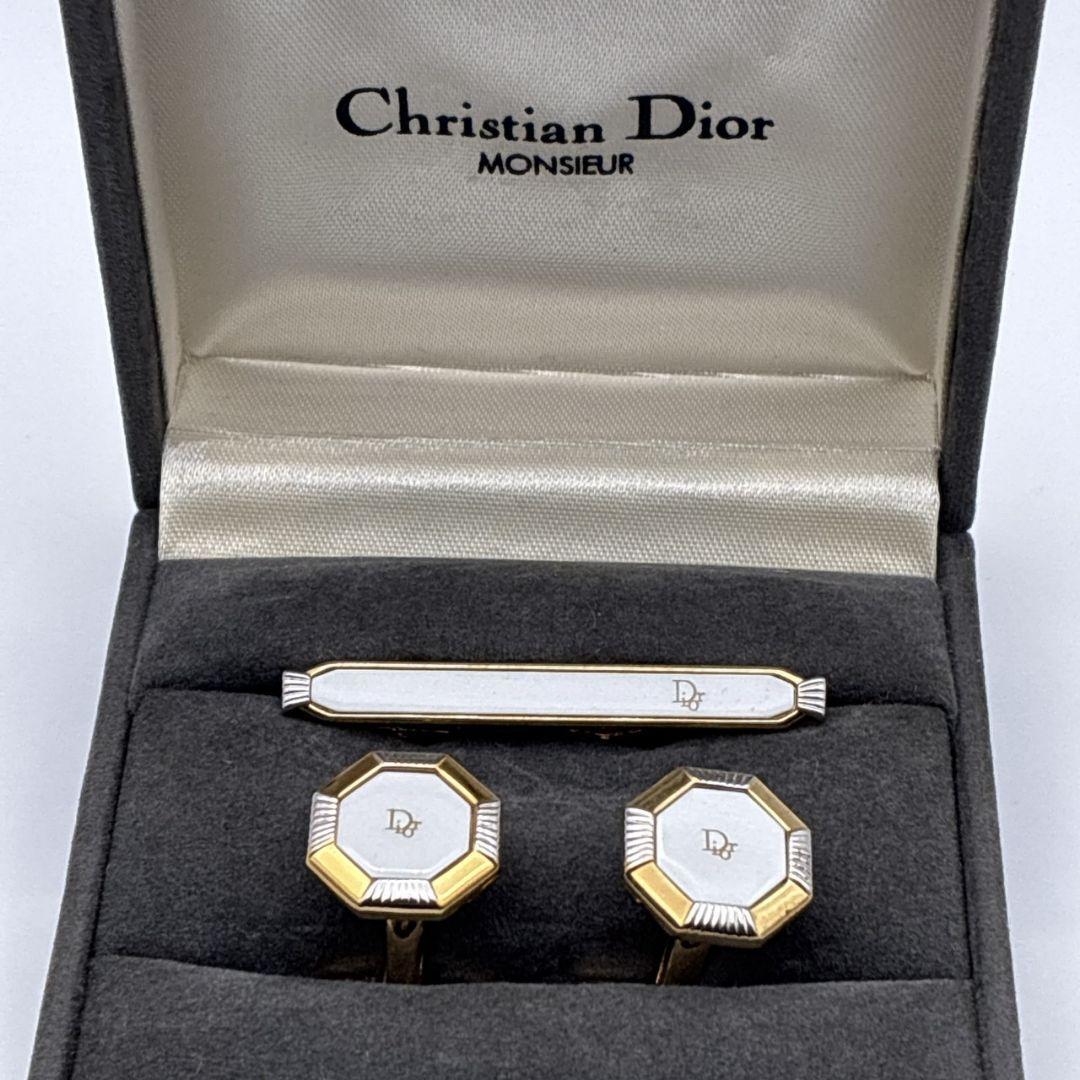 美品✨クリスチャンディオール ネクタイピン・カフス ゴールド×シルバー
