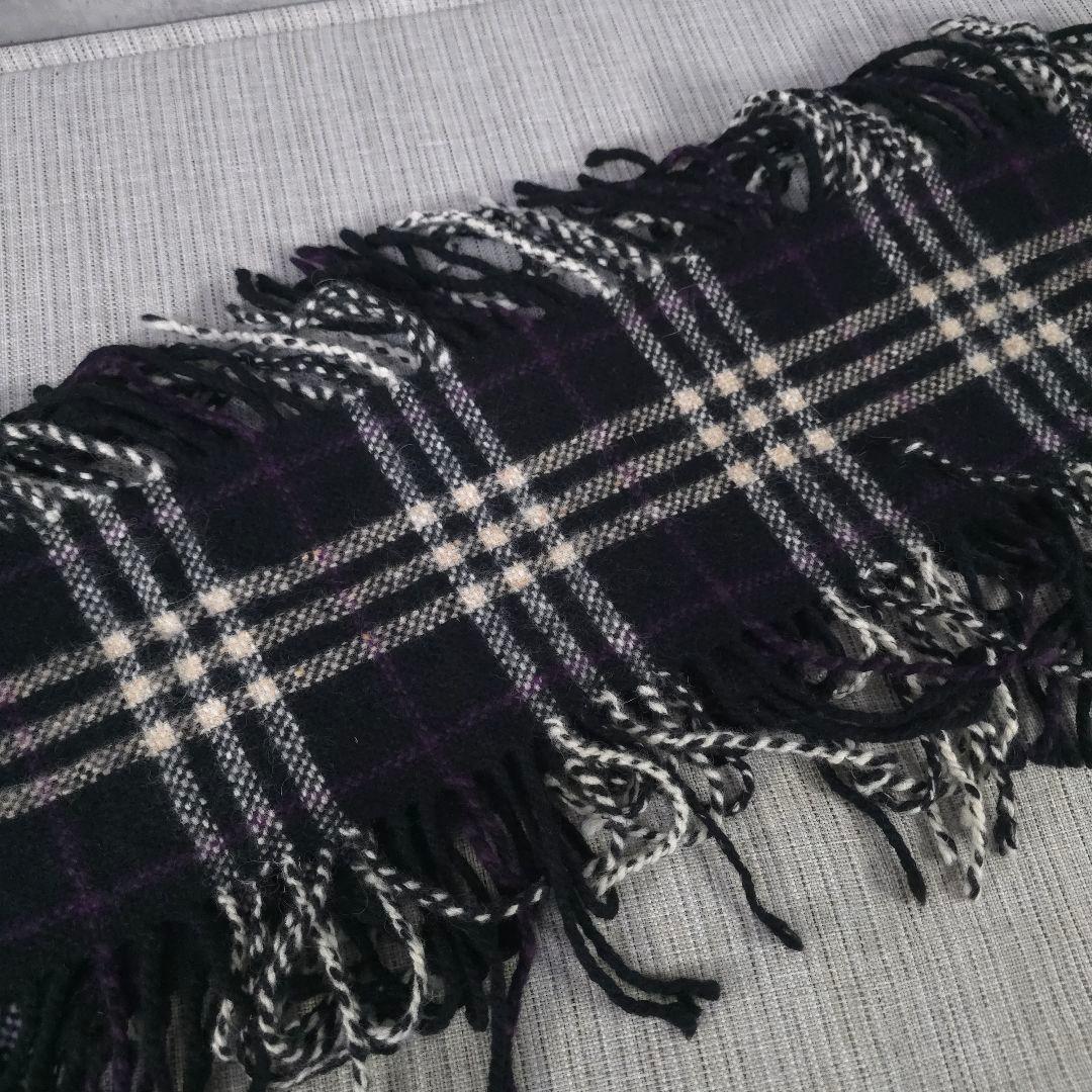 希少　美品　バーバリー　ロンドン　ノバチェック　カシミヤ混　マフラー　両フリンジ