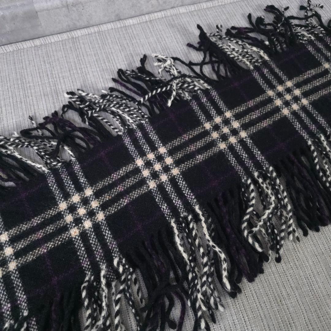 希少　美品　バーバリー　ロンドン　ノバチェック　カシミヤ混　マフラー　両フリンジ