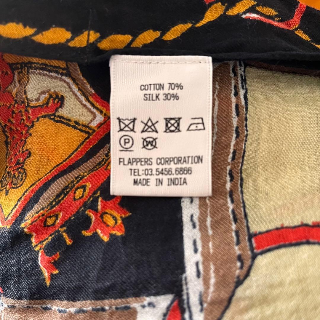 manipuri シルクコットン 大判ストール ネイビー 115㎝✖️115㎝