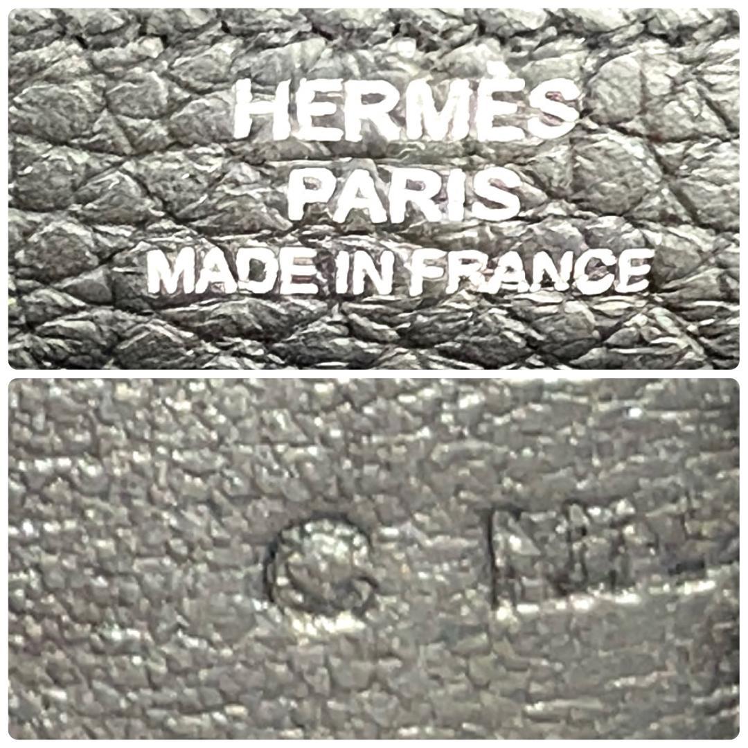 HERMES エルメス ドゴン コンパクト ブラック シルバー金具 C249