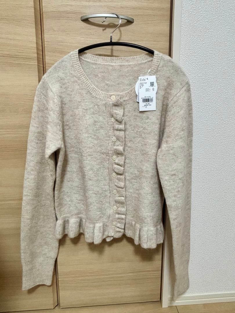 即日発送　新品　LOWRYS FARM チビフリルカーディガンＬＳ　アイボリー