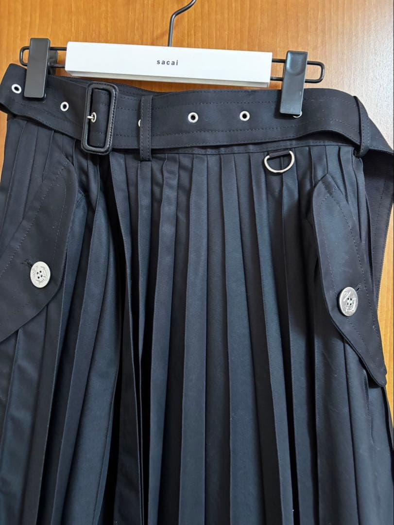 sacai プリーツスカート　 ブラック　2