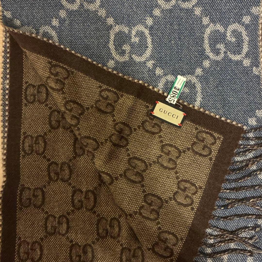 GUCCI タッセル付 GGジャカード ニット スカーフ ユニセックス