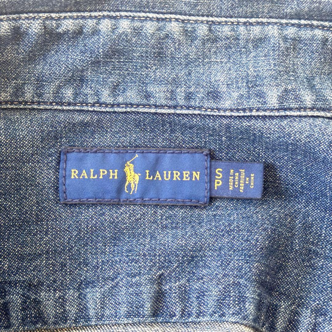 ラルフローレン　デニムワンピース　ポニー刺繍　インディゴ　長袖　S〜細身M相当