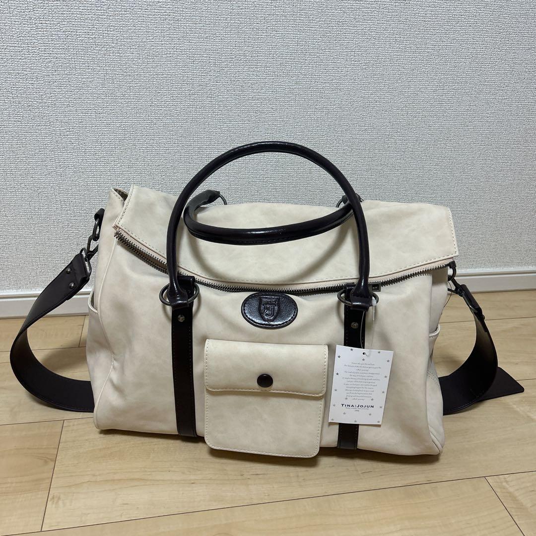 【新品】TINA:JOJUN ショルダー付きトラベルバッグ ボストンバッグ 白