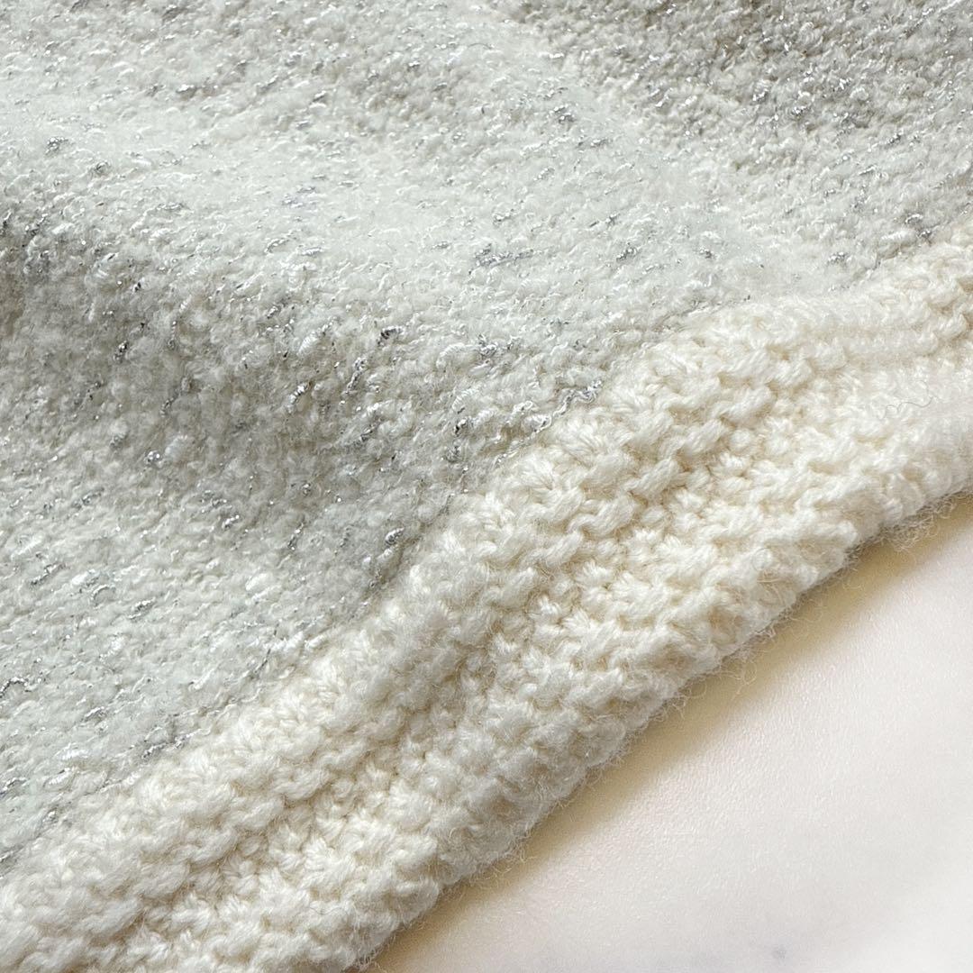 24AW アナイ ANAYI ウールブークレ配色ワンピース 36 ニットワンピ