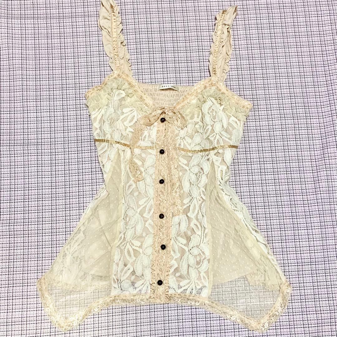 axes femme レーシービスチェ風キャミソール　Y2K 森ガール　姫カジ