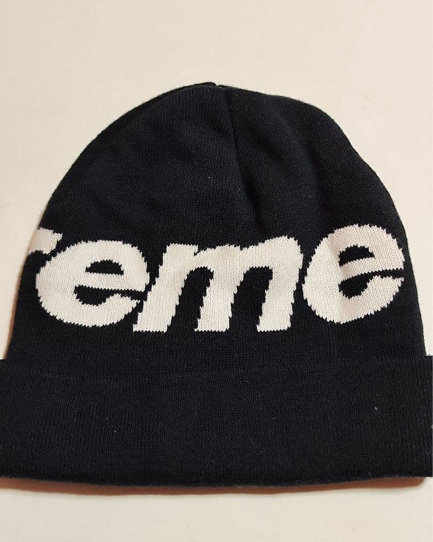 Supremeシュプリームニット帽子 ロゴニット帽 ブランド帽子 ブラック帽子