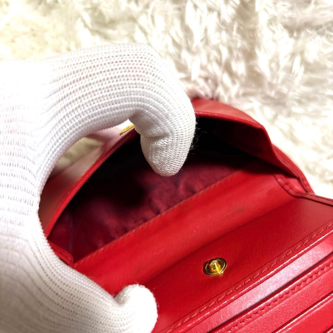 美品 PRADA 三つ折り財布 赤 レッド