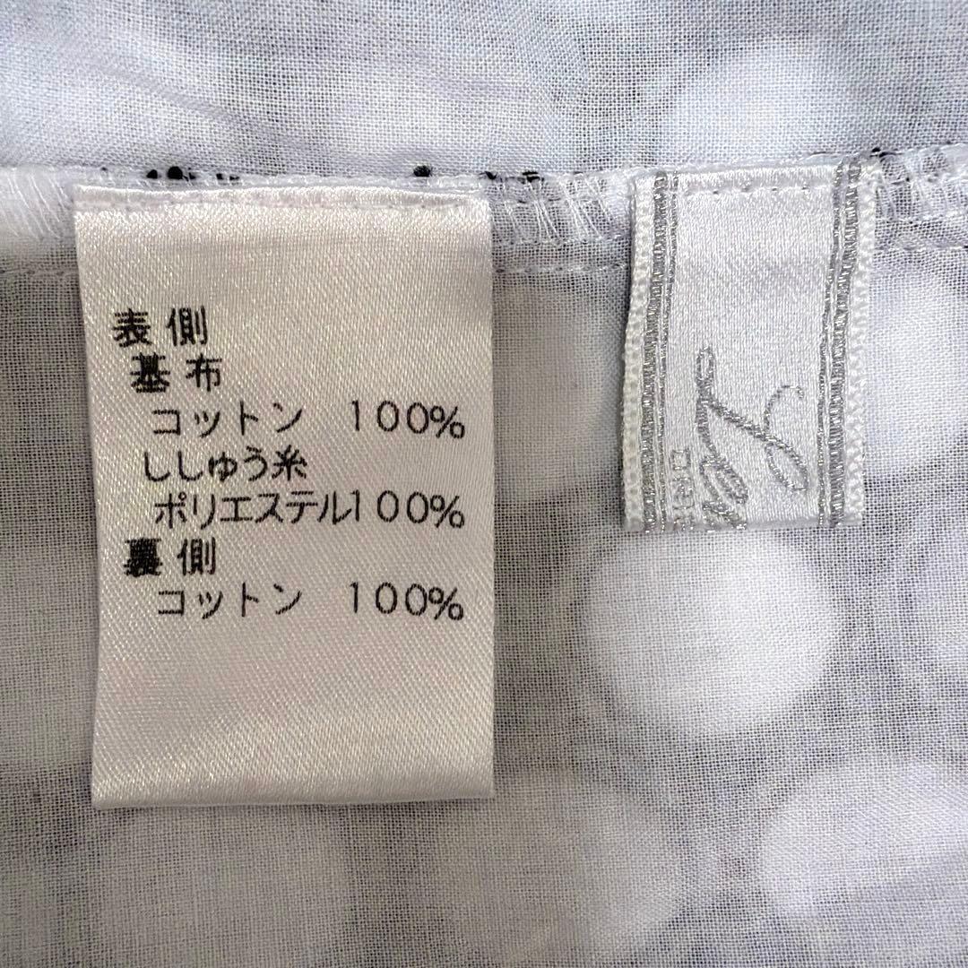 レリアン Leilian刺繍 総柄 半袖ワンピース ゆったり コットン 13号
