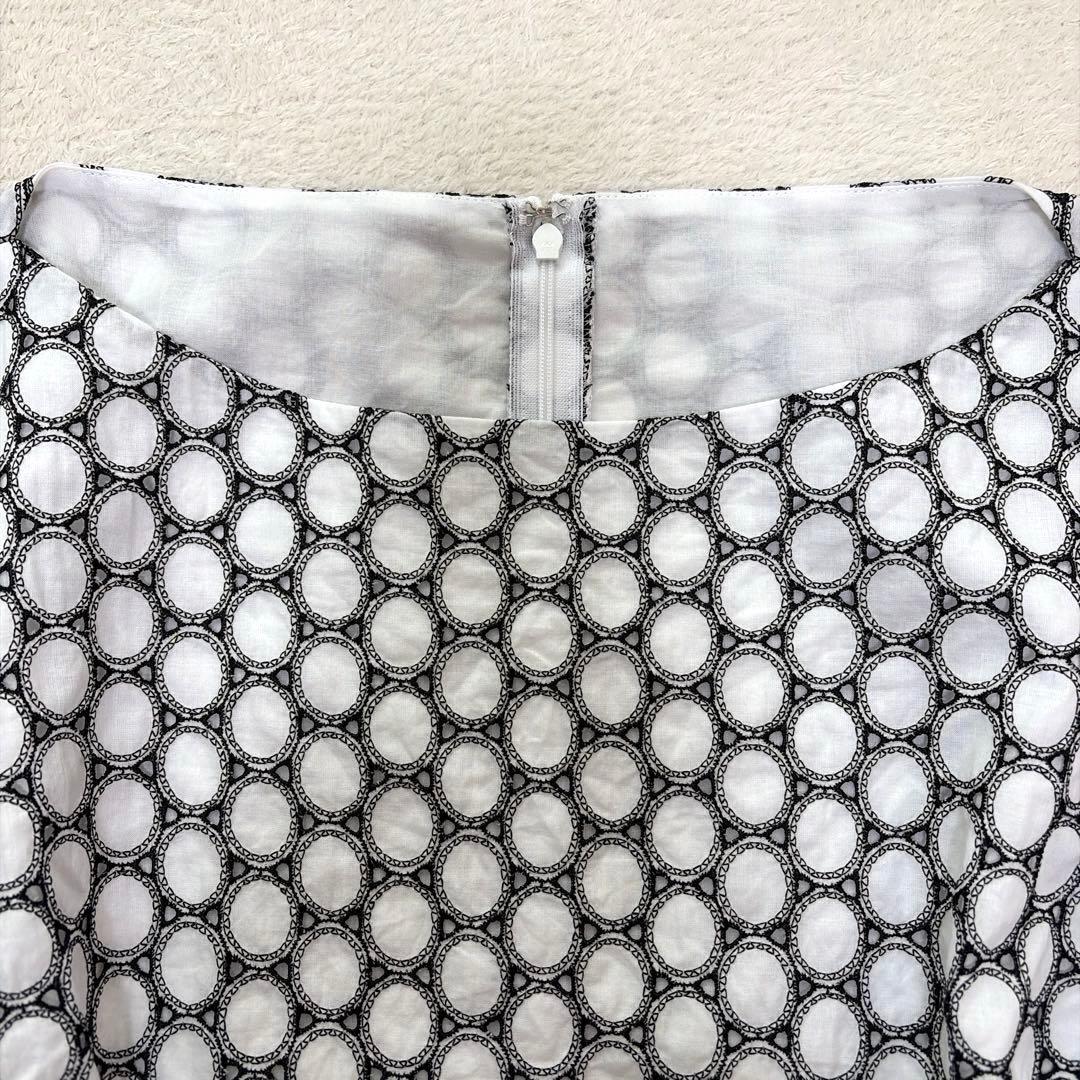 レリアン Leilian刺繍 総柄 半袖ワンピース ゆったり コットン 13号