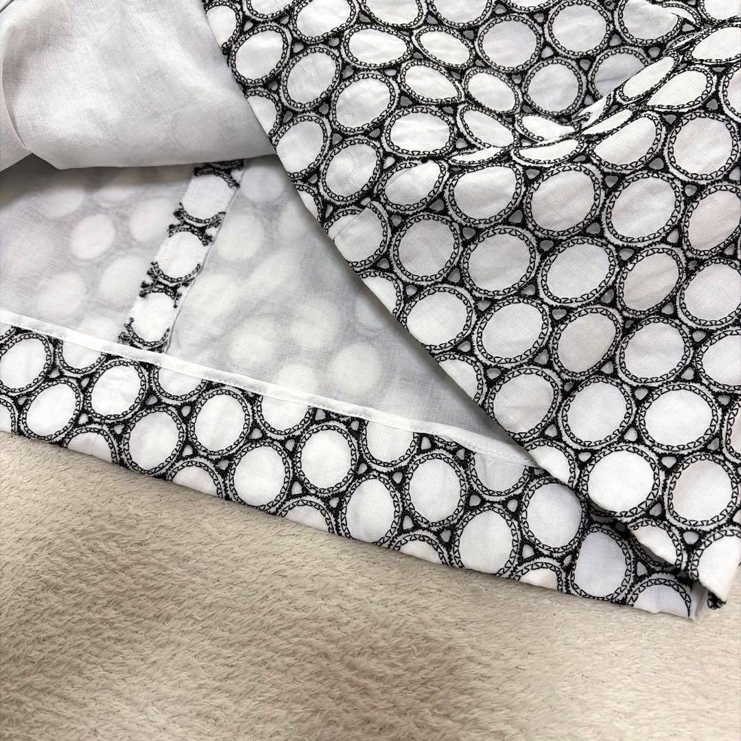 レリアン Leilian刺繍 総柄 半袖ワンピース ゆったり コットン 13号