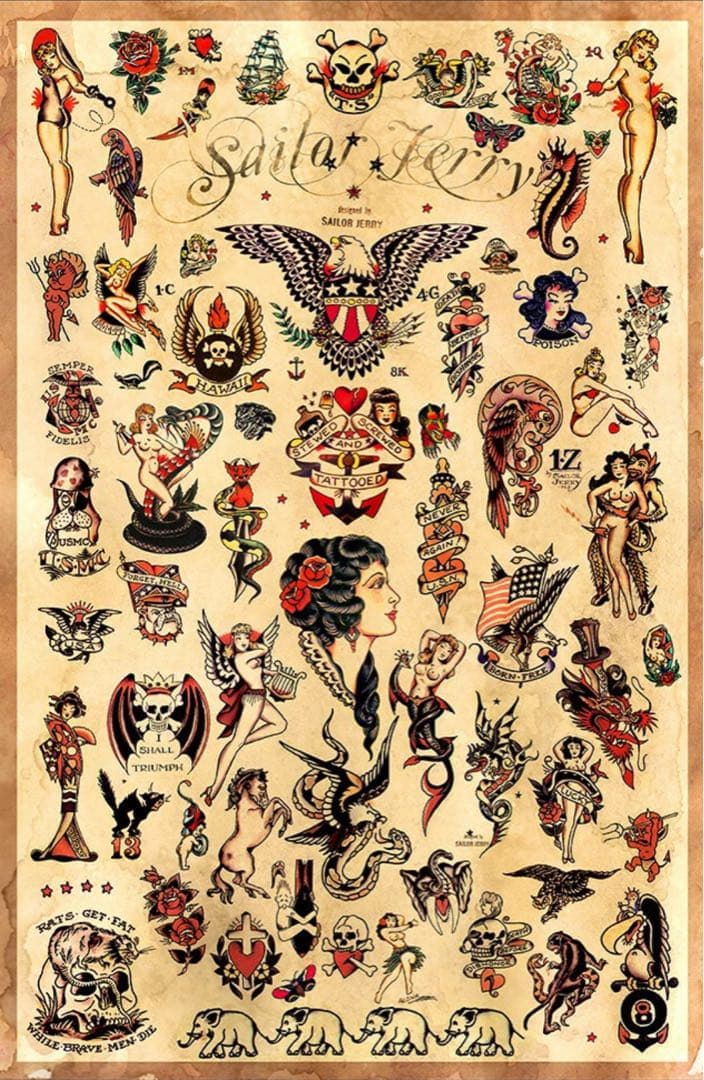 【ビンテージ】5パネルサテントラッカーキャップ TATTOOED