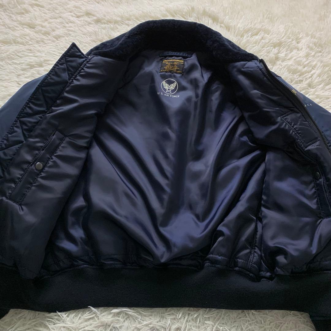 テ*ン様 美品■HOUSTON フライトジャケット B-15C 襟ボア ネイビー