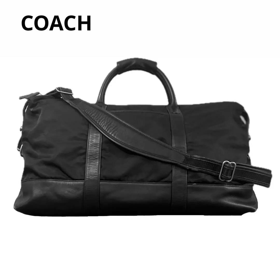 美品 COACH ボストンバッグ メンズ 5497 コーチ レザー ナイロン