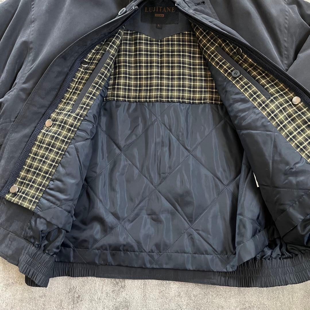 90s ヴィンテージ ヌバック調 短丈 中綿 ギミック ブルゾン 古着 L